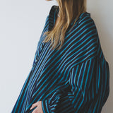 JASMINE DRESS, BLUE PINSTRIPE COTTON