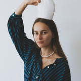 JASMINE DRESS, BLUE PINSTRIPE COTTON