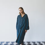 JASMINE DRESS, BLUE PINSTRIPE COTTON