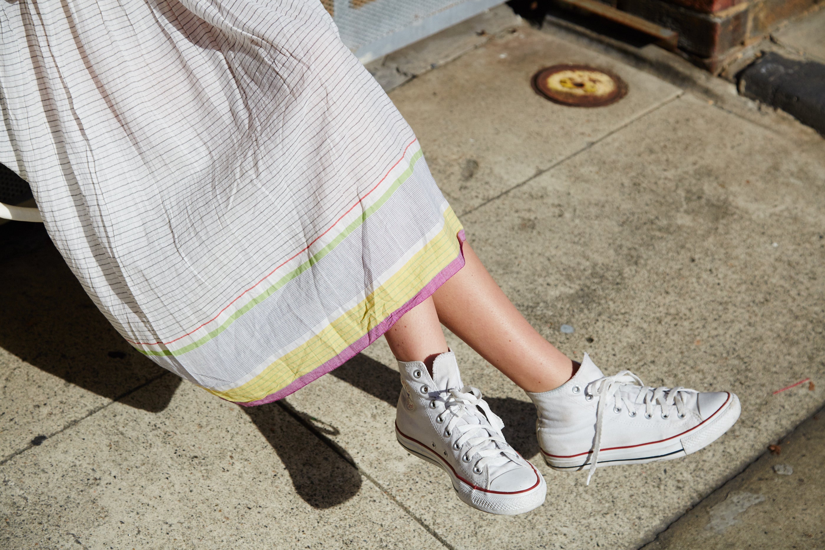 STRIPE SLIP DRESS, WHITE - SAAKI