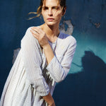 STRIPE PLEAT DRESS, WHITE/BLACK - SAAKI