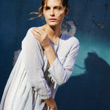 STRIPE PLEAT DRESS, WHITE/BLACK - SAAKI