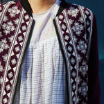 VINTAGE EMBROIDERY BOMBER JACKET, DEEP PURPLE SILK - SAAKI