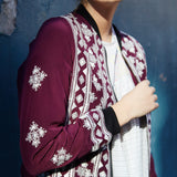 VINTAGE EMBROIDERY BOMBER JACKET, DEEP PURPLE SILK - SAAKI