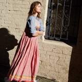 PLEATED MADRAS CHECKED DRESS, RED - SAAKI