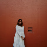 SHEER PLEAT DRESS, ECRU - SAAKI