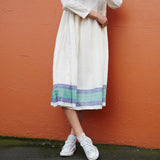 SHEER PLEAT DRESS, ECRU - SAAKI