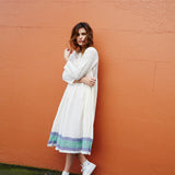 SHEER PLEAT DRESS, ECRU - SAAKI
