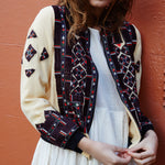 VINTAGE EMBROIDERY BOMBER JACKET, LIME YELLOW SILK - SAAKI