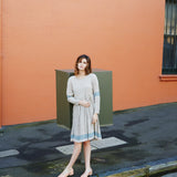 MADRAS CHECKED PLEAT DRESS, BROWN/WHITE - SAAKI