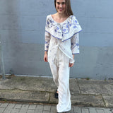 SKY SHIRT, IVORY // INDIGO JAMDANI COTTON