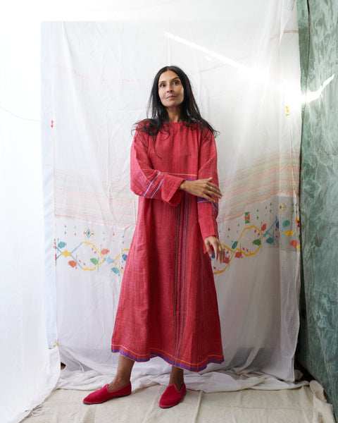DAISY MAXI DRESS, BRIGHT RED COTTON