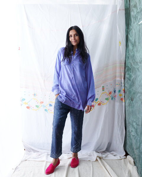 INDUS PANTS, INDIGO SILK