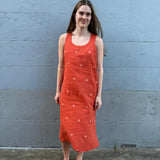 ALICE TANK DRESS, BURNT ORANGE JAMDANI COTTON
