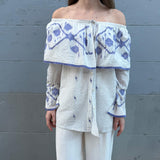 SKY SHIRT, IVORY // INDIGO JAMDANI COTTON