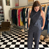 TULIPA HALTER VEST / / GREY CHECK COTTON