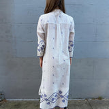 MAHI MAXI KAFTAN, IVORY // INDIGO JAMDANI COTTON