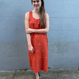 ALICE TANK DRESS, BURNT ORANGE JAMDANI COTTON