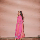 ARA DRESS, JAMDANI PINK COTTON
