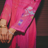 ARA DRESS, JAMDANI PINK COTTON