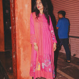 ARA DRESS, JAMDANI PINK COTTON