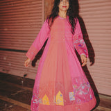 ARA DRESS, JAMDANI PINK COTTON