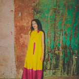 MAJA DRESS, GOLD//FUCHSIA SILK