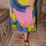 RAINBOW DRESS SLEEVELESS, GOLD // MULTICOLOR SILK