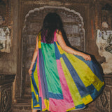 RAINBOW DRESS SLEEVELESS, GOLD // MULTICOLOR SILK