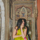 RAINBOW DRESS SLEEVELESS, GOLD // MULTICOLOR SILK