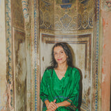 VERA KAFTAN DRESS, GREEN SILK