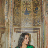 VERA KAFTAN DRESS, GREEN SILK