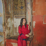 ARIES PANEL DRESS, RED BANDHINI SILK