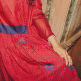 ARIES PANEL DRESS, RED BANDHINI SILK