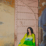 BASIL DRESS, LIME GREEN SILK