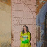 BASIL DRESS, LIME GREEN SILK