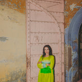 BASIL DRESS, LIME GREEN SILK