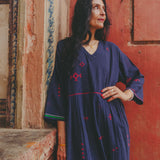 MINAR  DRESS, INDIGO COTTON