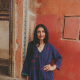 MINAR  DRESS, INDIGO COTTON