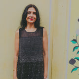 MIDNIGHT DRESS SLEEVELESS, BLACK COTTON SILK
