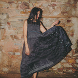MIDNIGHT DRESS SLEEVELESS, BLACK COTTON SILK
