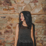 MIDNIGHT DRESS SLEEVELESS, BLACK COTTON SILK