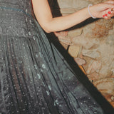MIDNIGHT DRESS SLEEVELESS, BLACK COTTON SILK