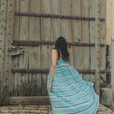RAE SLIP, TURQUOISE // INDIGO STRIPE COTTON