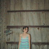 RAE SLIP, TURQUOISE // INDIGO STRIPE COTTON