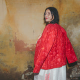 GARDEN JACKET, RED WOOL SILK