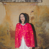 GARDEN JACKET, RED WOOL SILK
