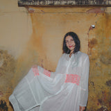 JASPER DRESS, IVORY // PINK EMBROIDERY COTTON
