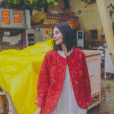 GARDEN JACKET, RED WOOL SILK
