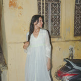 GARNET DRESS, IVORY EMBROIDERY COTTON